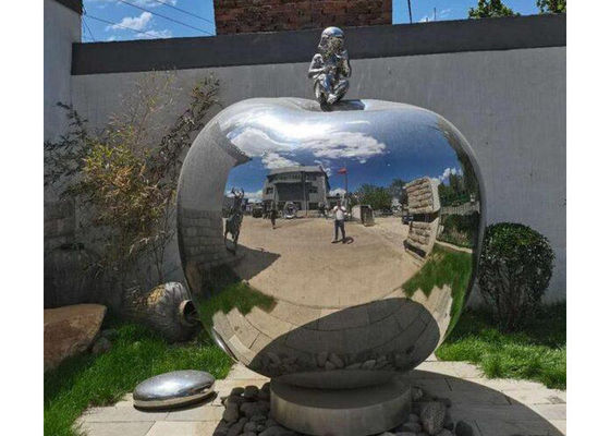 अच्छी कीमत कला डिजाइन के बाहर सार धातु उद्यान मूर्तियां स्टेनलेस स्टील सेब फल मूर्तिकला ऑनलाइन