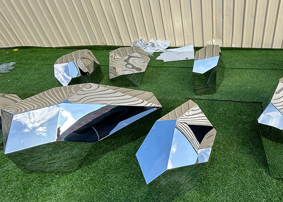 अच्छी कीमत विभिन्न आकार आधुनिक उद्यान धातु कला स्टेनलेस स्टील रॉक मूर्तिकला ऑनलाइन