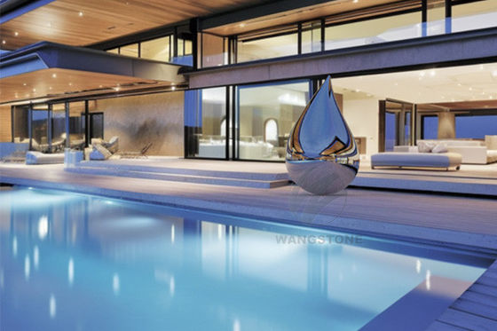 अच्छी कीमत स्टेनलेस स्टील पॉलिश आउटडोर धातु कला पानी की बूंद मूर्तिकला ऑनलाइन