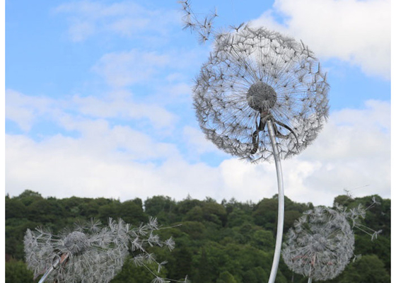 अच्छी कीमत अनुकूलित उद्यान सार्वजनिक धातु कला आउटडोर के लिए स्टेनलेस स्टील डंडेलियन मूर्तिकला ऑनलाइन