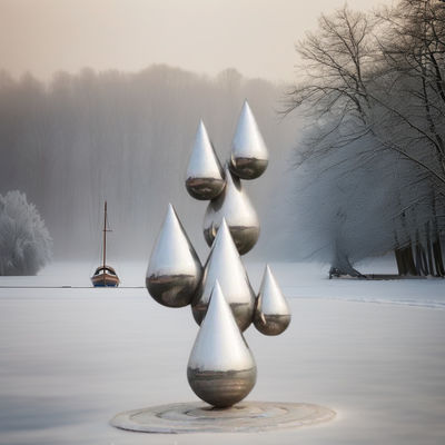 अच्छी कीमत आधुनिक स्टेनलेस स्टील मूर्तिकला दर्पण पॉलिश पानी की बूंद डिजाइन इनडोर आउटडोर कस्टम वेल्डिंग धातु आभूषण ऑनलाइन