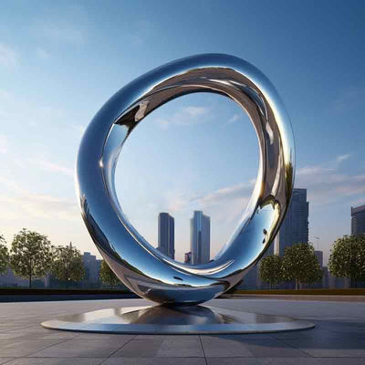 अच्छी कीमत आधुनिक सौंदर्यशास्त्र धातु कला बड़े बाहरी दर्पण स्टेनलेस स्टील सर्कल मूर्तिकला ऑनलाइन
