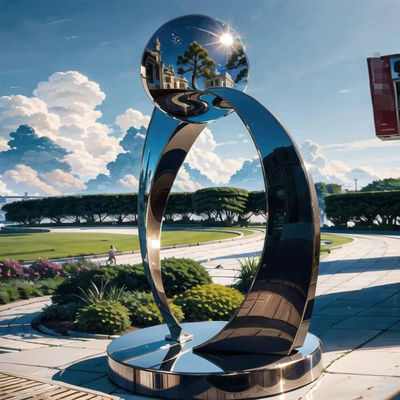 अच्छी कीमत बड़े आउटडोर गार्डन अमूर्त कला धातु दर्पण पॉलिश स्टेनलेस स्टील मूर्तिकला होटल आउटडोर धातु शिल्प ऑनलाइन
