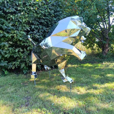 अच्छी कीमत लैंडस्केप गार्डन स्टेनलेस स्टील पशु दर्पण पॉलिश बड़ी आउटडोर शेर मूर्ति ऑनलाइन