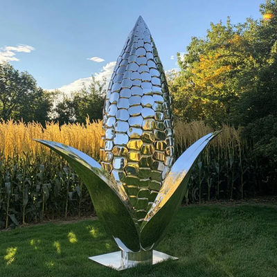 अच्छी कीमत लक्जरी धातु बाहरी सजावट स्टेनलेस स्टील मकई मूर्तिकला ऑनलाइन