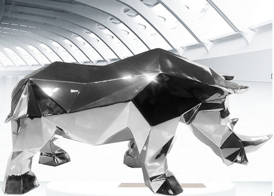 अच्छी कीमत कस्टम मिरर पॉलिश स्टेनलेस स्टील राइनो मूर्तिकला ऑनलाइन