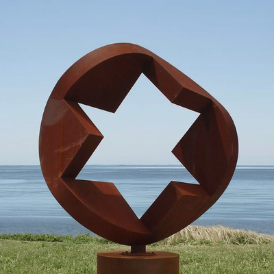 अच्छी कीमत Custom Outdoor Weathering Steel Geometric Star Sculpture by Professional Sculpture Manufacturer ऑनलाइन