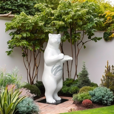 अच्छी कीमत Large White Standing Bear Sculpture (2M Height) - Durable FRP Outdoor Decorative Art ऑनलाइन