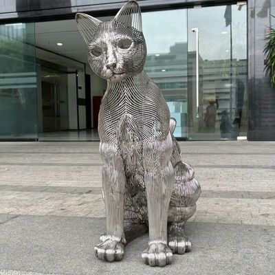 अच्छी कीमत Modern Art Cat Animal Decorative Metal Stainless Steel Sculpture Outdoor Large Statue Factory ऑनलाइन