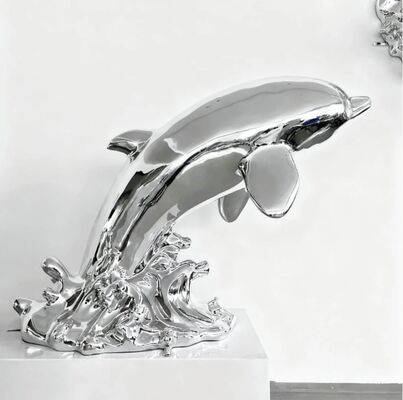 Modern Art Dolphin Decorative Metal Stainless Steel Sculpture Large Statue