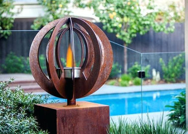 उद्यान सजावट बाहरी के लिए समकालीन Corten स्टील मूर्तिकला आग गड्ढे